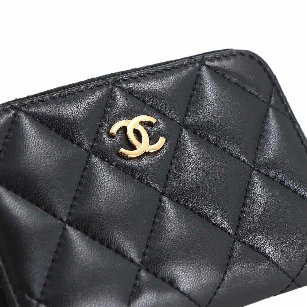 CHANEL Black Lambskin Leather Logo Wallet - Picture 8 of 9